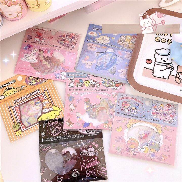 Sanrio Bronzing Sticker Pack Kuromi Cinnamoroll PVC Stickers Labels DIY ...