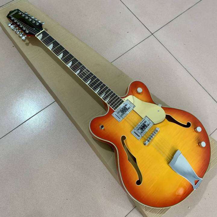 EASTWOOD 12 String ES335 Hollow Body Electric Guitar Sunburst Flame
