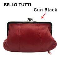 BELLO TUTTI ของแท้ใหม่กระเป๋าใส่กุญแจหนังแท้สำหรับผู้ชายกระเป๋าเงินใส่เหรียญขนาดเล็กหนังแกะห่วงโลหะคลิปเงินกระเป๋าใส่บัตรประจำตัว