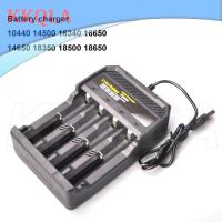 QKKQLA 4 Slots USB Ports 14500 16340 18350 18650 Li-ion Battery Charger Charging Adapter Independent Lithium-ion Charging Plug