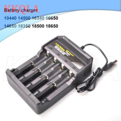 QKKQLA 4 Slots USB Ports 14500 16340 18350 18650 Li-ion Battery Charger Charging Adapter Independent Lithium-ion Charging Plug