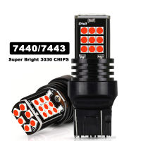 2PCS T20 W21/5W 7443 7440 หลอดไฟ LED Super Bright 3030 24SMD W21W WY21W LED รถเลี้ยวไฟสัญญาณเบรคย้อนกลับ 12V สีขาว-gcbfxbfgfznfxnn