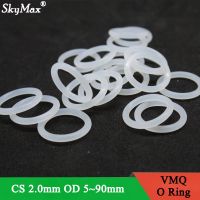 10Pcs VMQ O Ring Seal Gasket Thickness CS 2mm OD 5 90mm Silicone Rubber Insulated Waterproof Washer Round Shape White Nontoxic