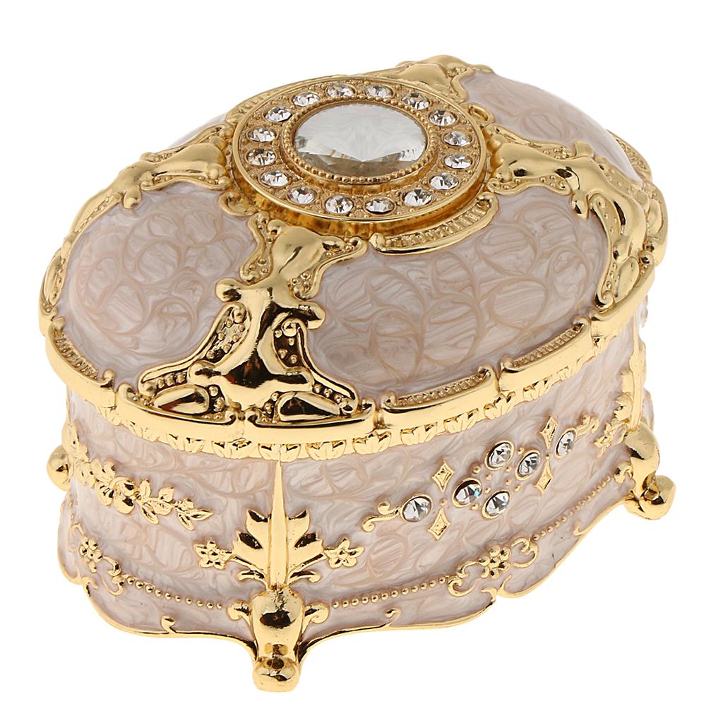 Crystal Vintage Zinc Alloy Trinket Jewelry Boxes Gift for Girls Teens Women 