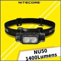 NITECORE ไฟหน้า NU50น้ำหนักเบา USB-C ชาร์จไฟสีขาวสีแดงโคมไฟในตัวกลางแจ้งการตั้งแคมป์