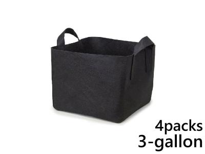 แพ็ค 4! ถุงปลูกต้นไม้แบบผ้า ขนาด 3แกลลอน ทรงสี่เหลี่ยม สูง 20ซม Smart Grow Bag 3 Gallon - Fabric Pot Square Shaped