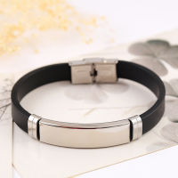 Stainless Steel Blank ID Tags Silicone Bangle For Engrave Silver ColorGoldenBlack Metal Plate Bracelet Wholesale 10pcs