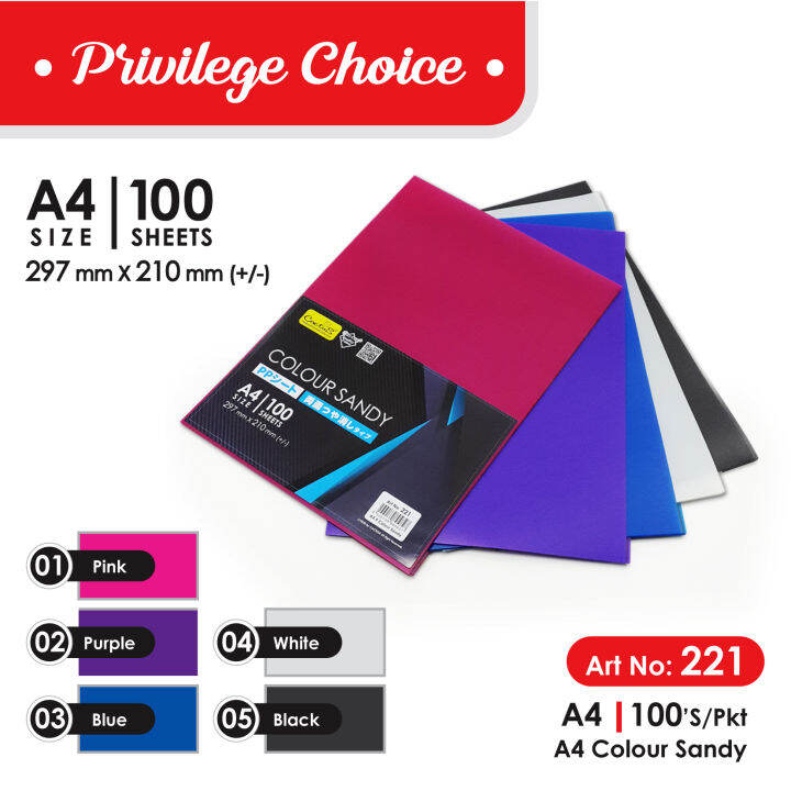 221 100's/Pkt A4 PP Colour Sandy, Scrap Book Cover ,Bindings Book