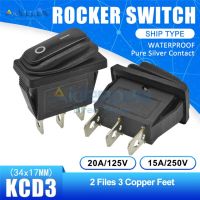 สวิตช์โยกกันน้ำ Kcd3 34X17มม. Ac 15a/250V 20a/125V เปิดปิด2ตำแหน่ง3พินรีเซ็ตไฟสวิทช์ไฟ Led