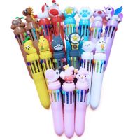ปากกา Pulpen Warna Warni สัตว์พับเก็บได้หลากสี10ปากกาสีลายการ์ตูนน่ารักปากกาบอลพอยท์ปากกาหลากสี