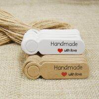 5*1.3cm cute shape kraft /white handmade with love paper gift hang tag 100pcs +100pcs hemp string for candy/gift/cookies display Labels