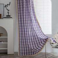 [COD] Imanqi rhyme curtain plaid yarn-dyed finished kitchen bay window semi-shading