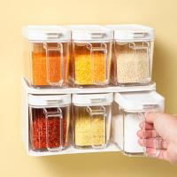 Seasoning Jar Universal Combination Set Integrated Wall-mounted Multi-grid Kitchen Utensils Seasoning Box Creative Household
