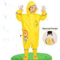 【CW】 1 10 Years Old Children Raincoat Kids Boys Girls Waterproof Jumpsuit Hooded One Piece Cartoon Dinosaur Baby Rainwear And Pants