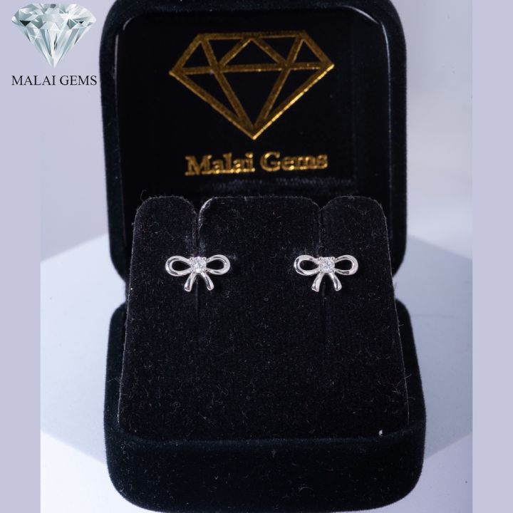 malai-gems-ต่างหูเพชร-เงินแท้-silver-925-เพชรสวิส-cz-เคลือบทองคำขาว-รุ่น-225-e09374-แถมกล่อง-ต่างหูcz-ต่างหูเงินแท้