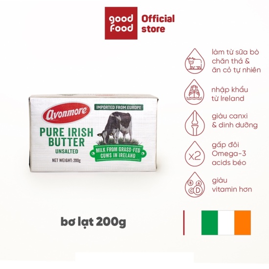 Bơ lạt avonmore pure irish butter unsalted 200g - ảnh sản phẩm 1