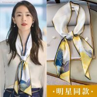 Ins the wind long small scarves female han edition joker scarf spring and autumn period square bevel hair band tie-in dress shirt