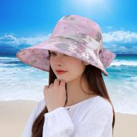 【Hot Sale】 travel beach big brim hat female outdoor bow sun foldable fisherman basin ladies