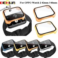 YJ ขายดีเคสป้องกัน BEHUA สำหรับ OPPO Watch 2 46มม. ฟิล์มกระจกเทมเปอร์ปลอกสวมป้องกันหน้าจอ PC แบบเต็มจอ Watch2เคส42มม.