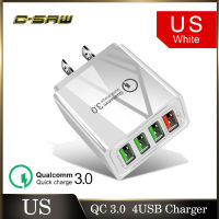 C-SAW 33W QC 3.0ชาร์จUSB Charger 4พอร์ตเร็วอะแดปเตอร์เครื่องชาร์จปลั๊กมาตรฐานUSโทรศัพท์มือถือสำหรับVivo iPhone Xiaomiซัมซุงหัวเหว่ย