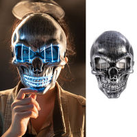 Brisky Brisky 2022ใหม่หน้ากากหัวกะโหลกฮาโลวีนไฟ LED เย็นสำหรับผู้หญิงและผู้ชายหัวกะโหลกที่น่าขนลุกหน้ากากเรืองแสงหน้ากากเรืองแสงคอสเพลย์