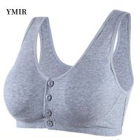 Womens Large Size Bra Front Buckle No Steel Ring Underwear Cotton Gathering Comfortable Bra Womens Solid Color Tank Top Bras