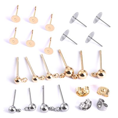 【CW】◇℡  Gold Stud Earrings Back Plug Ear Pins Needles Earings Jewelry Making Findings Dia 4/5/6/8/10mm