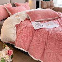 [COD] thickened carved velvet high-gram weight milk solid four-piece set burnt-out falai coral single quilt