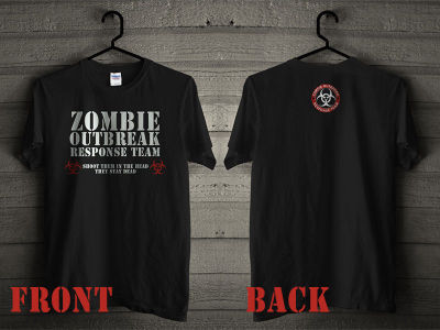 Kaus Oblong Uniseks Baru Desain Murah Baru 2 Sisi Zombie Tim Tanggapan Wabah Zort T Shirt Bio Hazard Hitam Kaus Amerika S-4XL-5XL-6XL