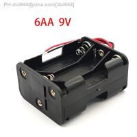 6AA 9V Battery Storage Holder 6 AA Battery Case AA Battery Box Battery Clip Slot Double Layer Back To Back With Cable