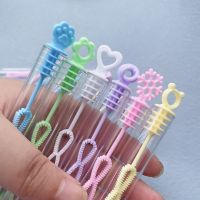 12pcs Colorful Bubble Tube Toys Cute Heart Bow Bubble Machine Kids Birthday Party Favors Wedding Gifts for Guests Baby Shower