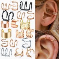 Silver Color Leaves Clip Earrings for Women Men Creative Simple C Ear Cuff Non Piercing Ear Ear Clip Set Trend Jewelry Gift