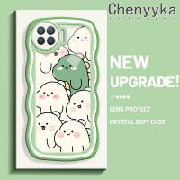 Chenyyka เคสสำหรับ OPPO A93 2020 F17 Pro Reno 4F Reno 4 Lite เคส Reno4ลายไดโนเสาร์น่ารักใหม่มาการอนคลื่นขอบกันกระแทกแบบใสนิ่มเคสมือถือปลอกโปร่งใสลายกล้องถ่ายรูปที่สร้างสรรค์ซิลิกาเจลฝาครอบป้องกัน