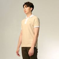 ENHANCED NEUTRALS CUSTOM FIT COLOUR BLOCK POLO SHIRT เสื้อโปโลสีครีม ENHANCED NEUTRALS คัลเลอร์บล็อกทรงคัสตอมฟิต