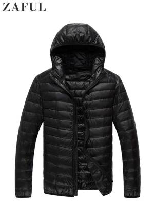 ZZOOI ZAFUL Down Jacket for Men Solid Zipper Warm Coats Quilted Hooded Puffer Jacket Winter Streetwear Parkas Basic Unisex Outwear NEW