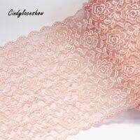 3Meters 22 CM Wide Nylon Elastic Lace Trim For Lingerie Clothes Accessories Sewing Applique Stretch French Net Fabric Skin Color