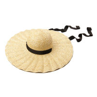 New Large Brim Ribbon Straw Hat Summer Hats For Women Ribbon Beach Cap Beach hat Dome Top Sun Hat Holiday Elegant cap