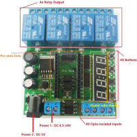 DC 6.5-24V DC 5V 4-channel Pro Mini Relay Expansion Board DIY Relay PLC Power Sequencer Dual Power Supply IO22C04 14mA Current