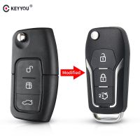 【⊕Good quality⊕】 haokao5 Keyyou เคส Kunci Remote Mobil พับได้ปรับกระดุม3ปุ่มสำหรับ Ford Mondeo โฟกัสเฟียสต้า C Max S Max Galaxy เข้าโดยไม่ใช้กุญแจ