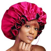 Hair Satin Bonnet For Sleeping Cap Silk Bonnet Bonnet Femme Women Night Sleep Cap Head Cover Flower Elastic Band Solid Towels