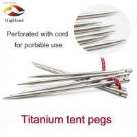 ₪☁ 2pcs/set 5x165mm Titanium Alloy Outdoor Camping Tent Pegs Stakes Nail Survival Tool Kit Perforated With Cord for Portable Use