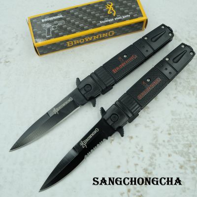 Sangchongcha NB022-FULL/SAW มีดพับ มีดเดินป่า มีดสวย มีดพก มีดพับพกพา มีดแคมป์ปิ้ง ขนาด21cm Stainless steel พร้อมระบบดีดใบมีด และที่ทุบกระจก