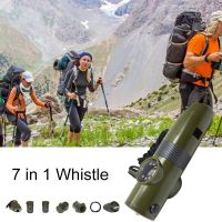 7 In 1 Whistle Survival Bushcraft Trekking Whistle Compass Mirror Torch Magnifier Led Light Thermometer Storage Compass Tools Survival kits