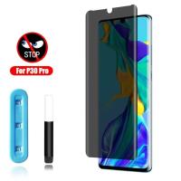 P30 pro Privacy Tempered Glass For Huawei P40 P50 Mate 20 30 40 Pro Screen Protector UV liquid Glue Anti Spy Protective Film