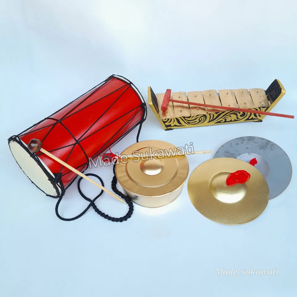 Paket alat musik mini gamelan 40cm gong cengceng kendang khas Bali