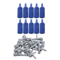 30 Pcs Fish Tank Mineral Bubbles Air StoneAquarium Fish Oxygen Air Line Tubing Flow Control Valve ,Blue &amp; Gray