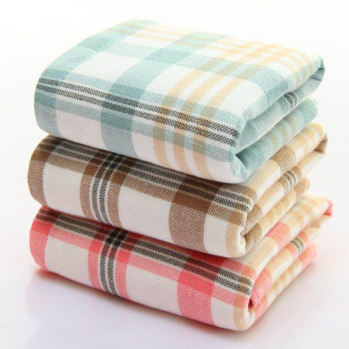 1pc-34x34cm-japanese-color-plaid-100-cotton-soft-absorbent-square-adult-children-face-towel