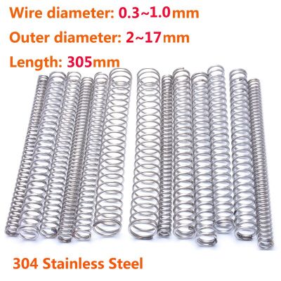 304Stainless Steel Length 305mm Wire Dia 0.3/0.4/0.5/0.6/0.7/0.8—1mm Y-shaped Compression Spring Diameter Pressure Small For Car Electrical Connectors