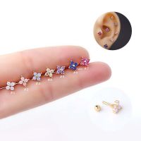 1 Piece Flower Shape Tragus Stud Earrings Women for Ear Helix Upper Lobe Pinna Piercing 20Gauge Stainless Steel Barbell