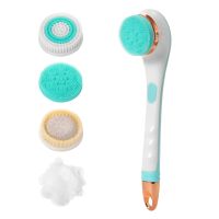 ✉☁▬ Electric Massager Silicone Bath Brush Back Scrubber 4 Brush Heads USB Rechargeable Rotating Shower Brush 2 Speeds Long Handle 2